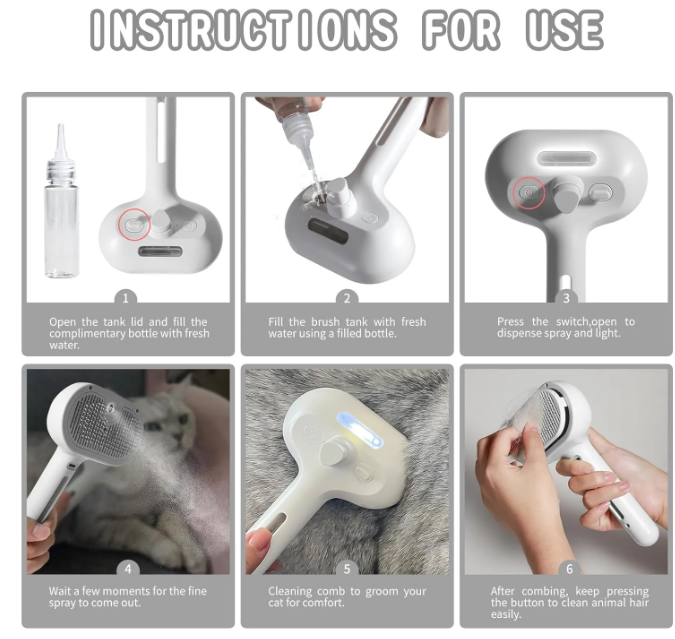 LuxePet ™ Self-Cleaning Steam Grooming Brush for Cats & Dogs